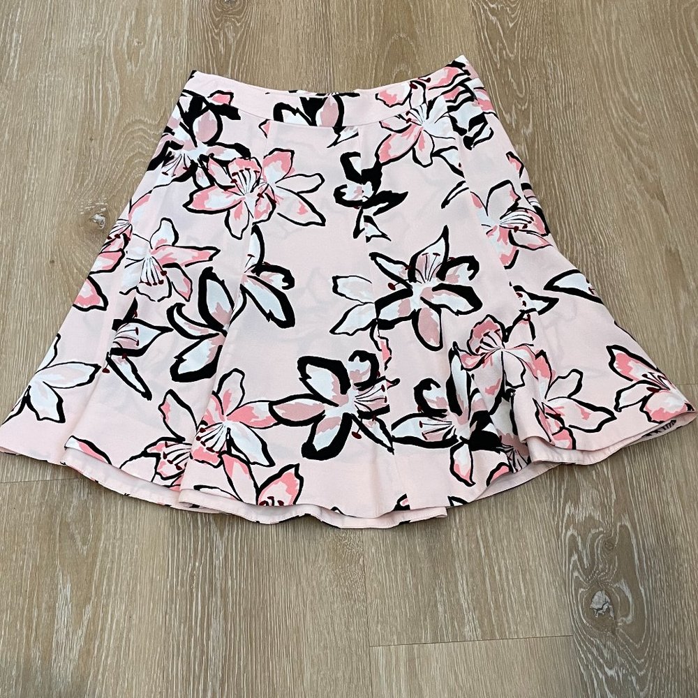 Kate Spade Pink Floral Flared Knee-length Skirt, Size 4